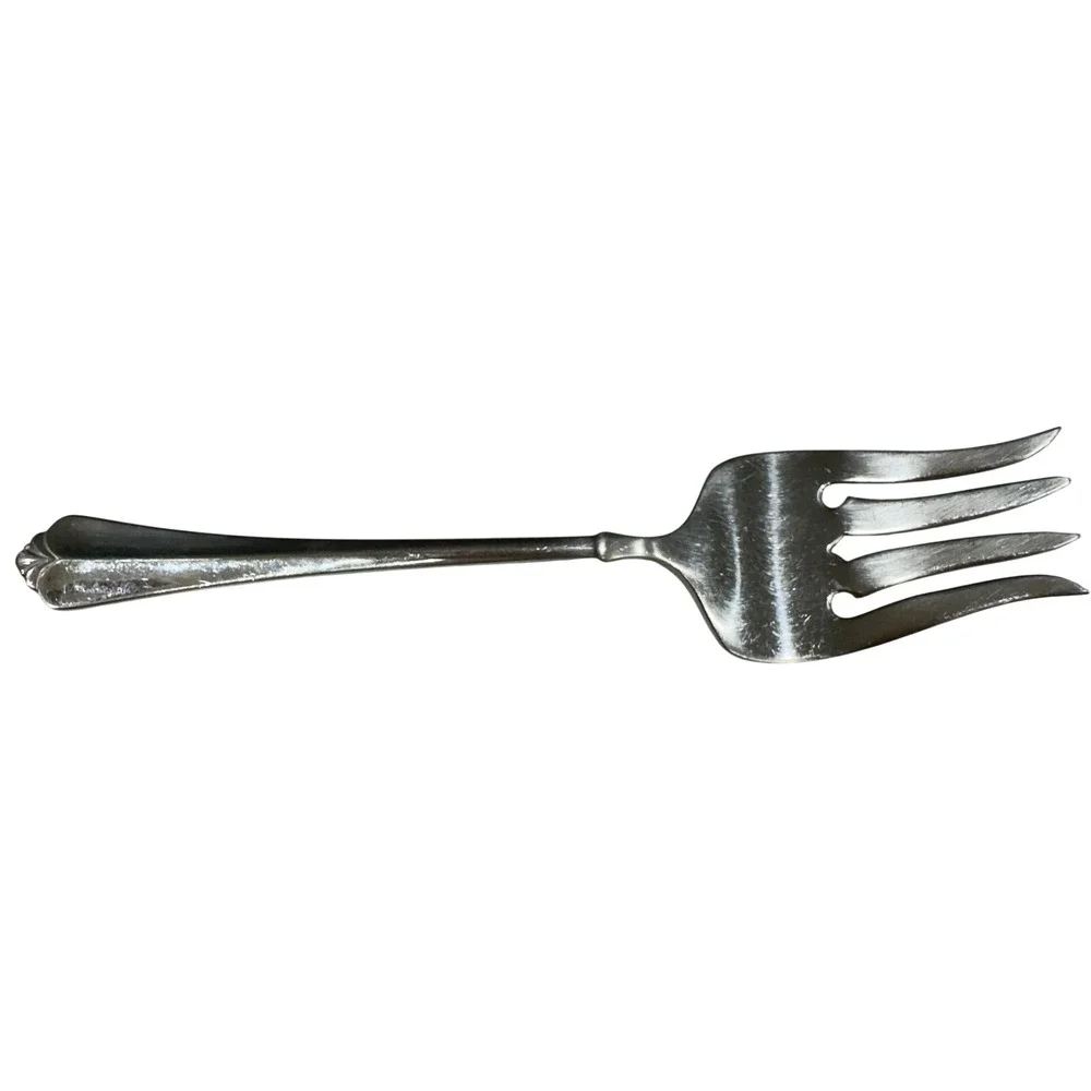 Oneida Stainless Steel Cold Meat Serving‎ Fork Scalloped Handle 8.5 Inch Silver